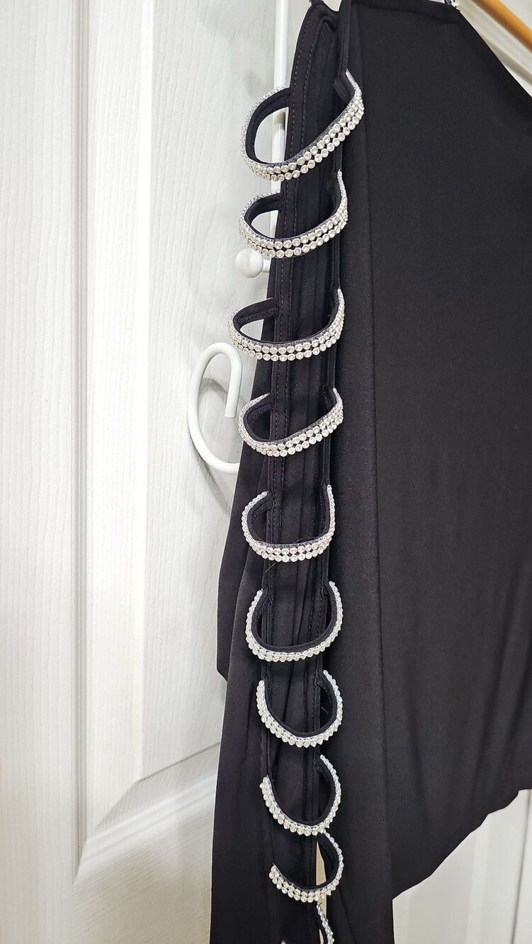 Venus Black Cold Shoulder Embellished Strap Long Sleeve Blouse Size M - Picture 2 of 4